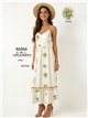 Vestido midi de tirantes con bordado floral y flecos