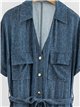 Vestido camisero midi efecto denim con cinturón y bolsillos