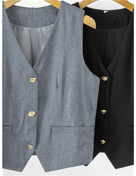 Conjunto de chaleco efecto lino y pantalón palazzo