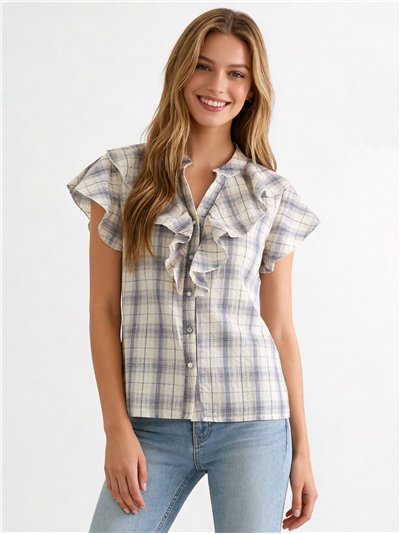 Camicetta a quadri con volant