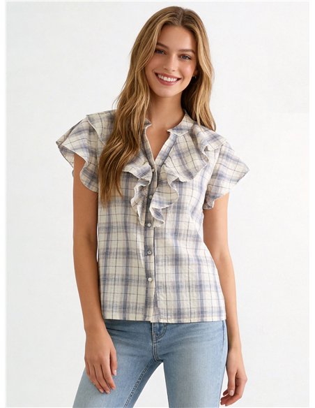 Camicetta a quadri con volant