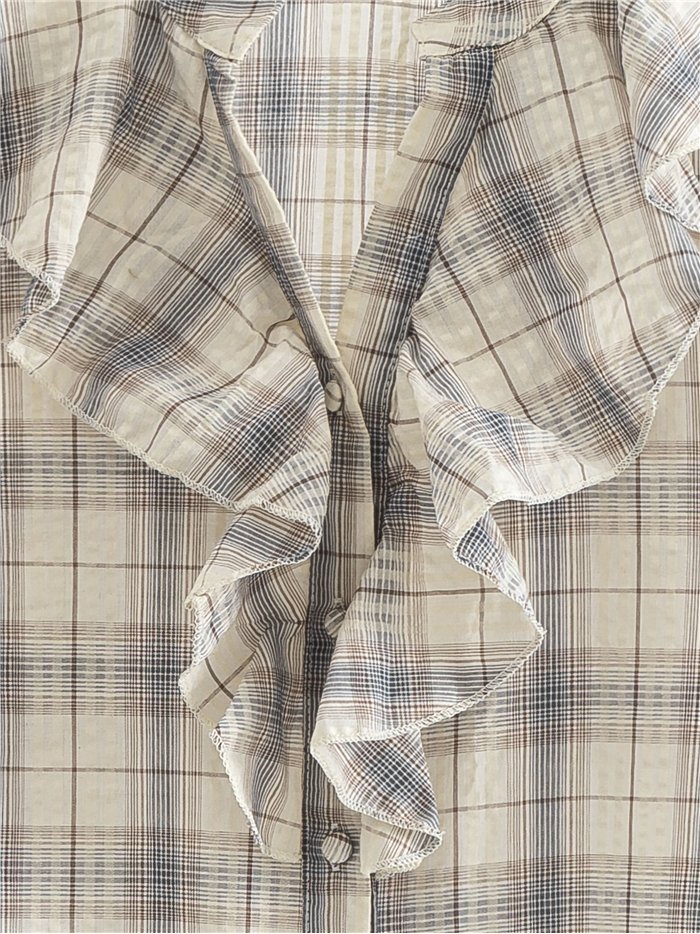 Camicetta a quadri con volant