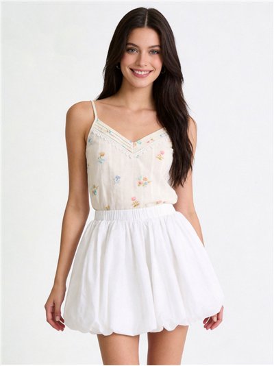 Floral lace-trim camisole