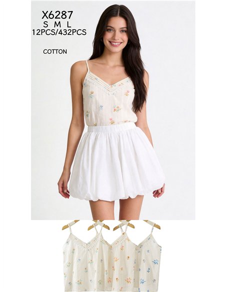 Oberteil aus floraler Spitze mit dünnen Trägern