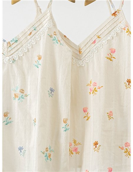 Oberteil aus floraler Spitze mit dünnen Trägern