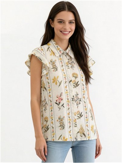 Geblümtes Hemd mit Rüschenärmeln