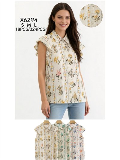 Geblümtes Hemd mit Rüschenärmeln 2