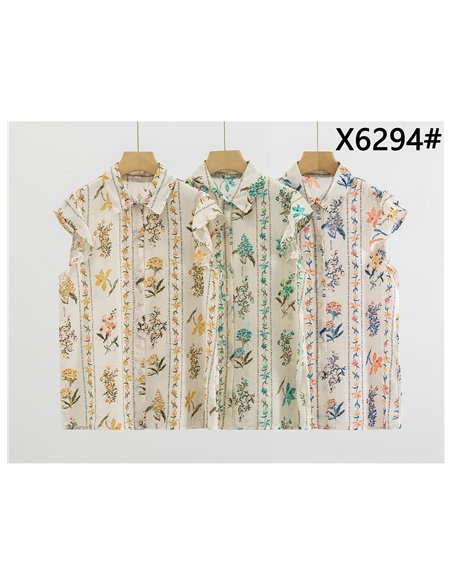 Geblümtes Hemd mit Rüschenärmeln