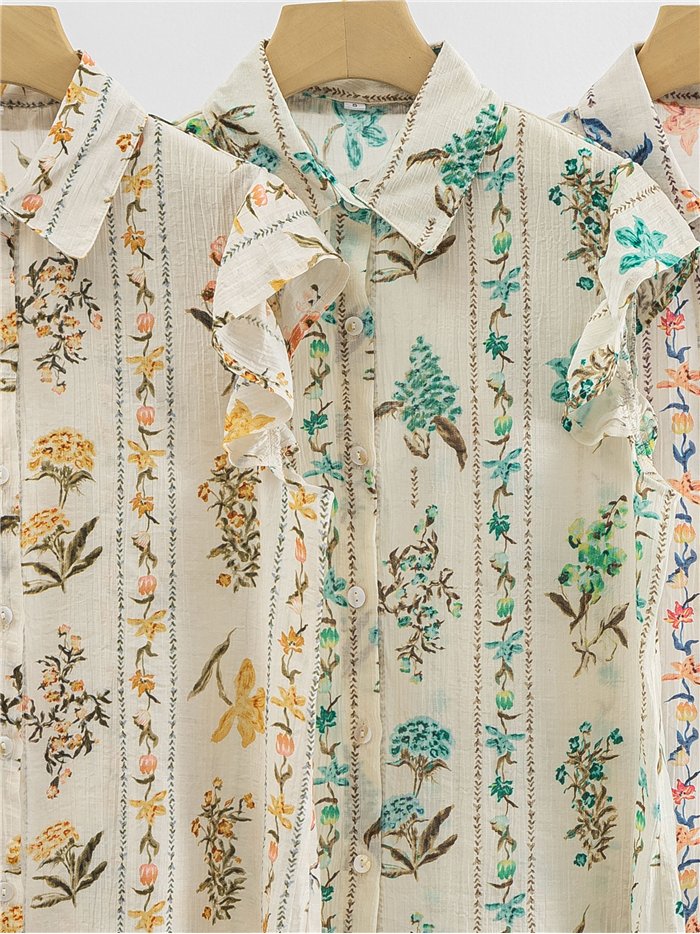 Geblümtes Hemd mit Rüschenärmeln