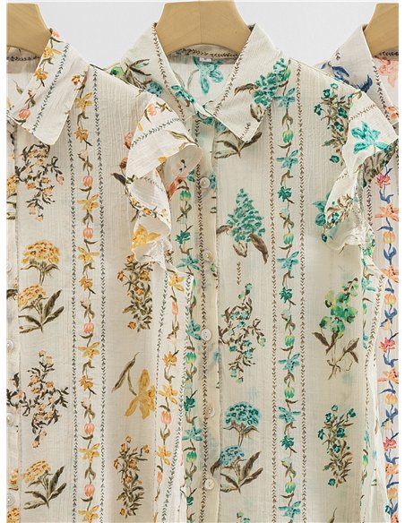 Geblümtes Hemd mit Rüschenärmeln