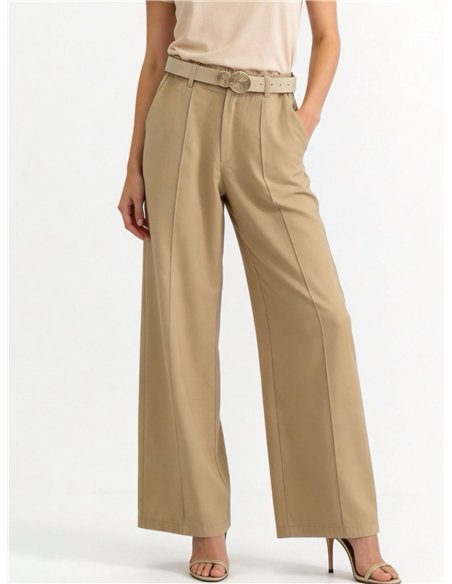 Pantalon à jambes larges avec ceinture