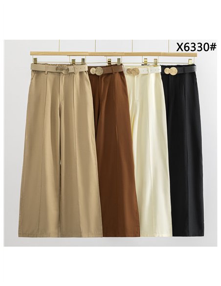 Pantalon à jambes larges avec ceinture