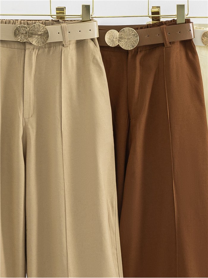 Pantalon à jambes larges avec ceinture