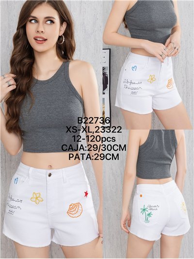 Shorts blancos bordados marineros 2