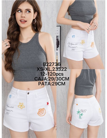 Shorts blancos bordados marineros