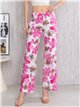 Pantalón recto floral rosa