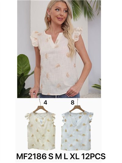 Blusa sin mangas hojas bordadas 2
