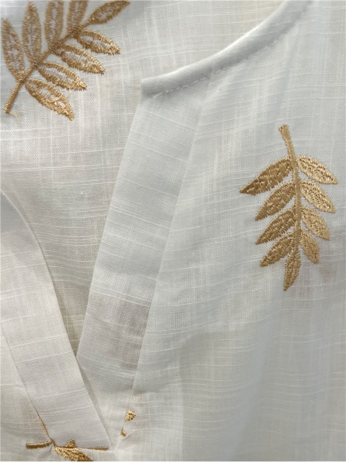 Blusa sin mangas hojas bordadas