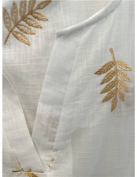 Blusa sin mangas hojas bordadas