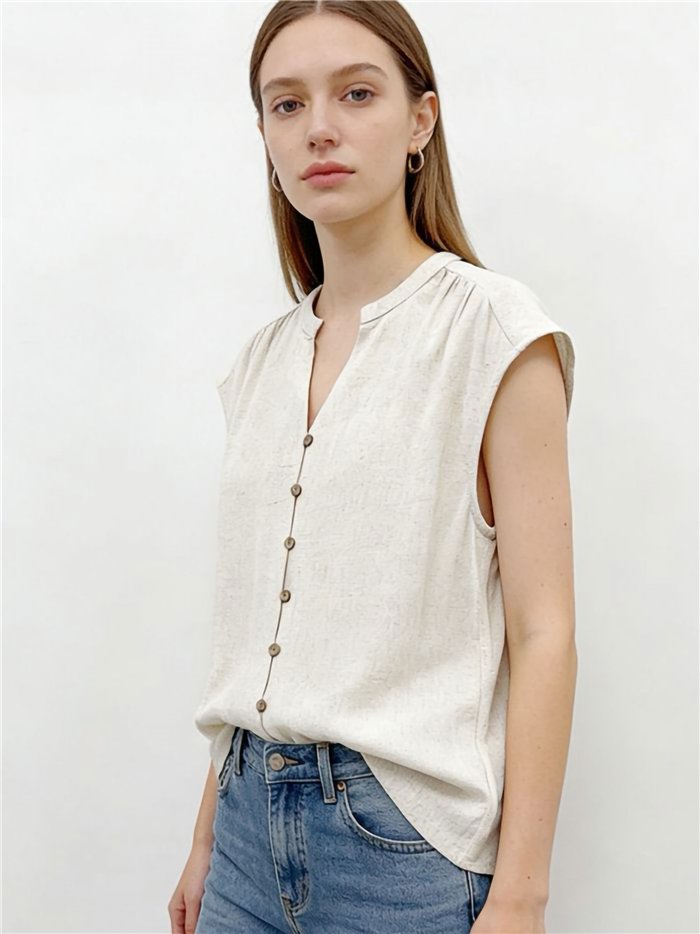 Blusa sin mangas abotonada