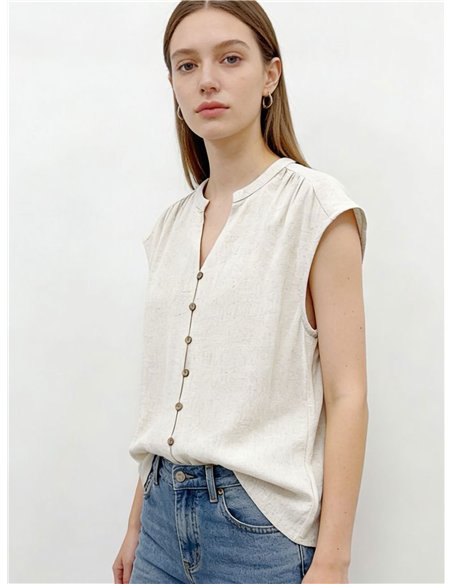 Blusa sin mangas abotonada