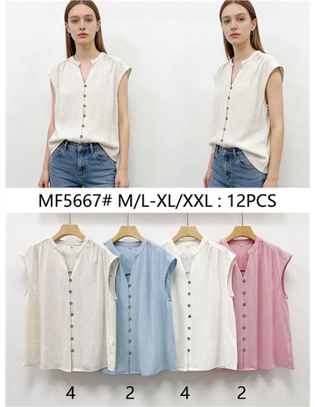 Blusa sin mangas abotonada