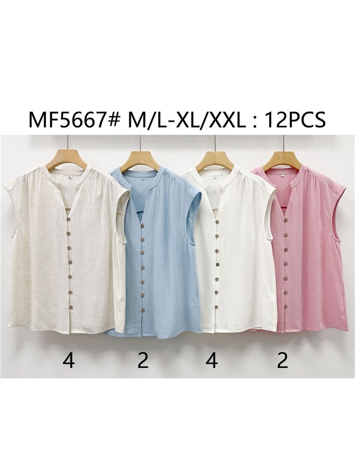 Blusa sin mangas abotonada