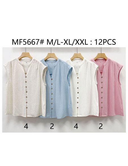 Blusa sin mangas abotonada