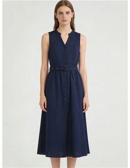 Vestido midi cinturón