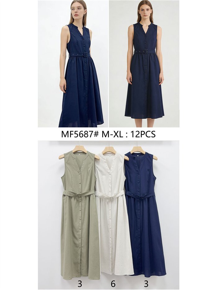 Vestido midi cinturón