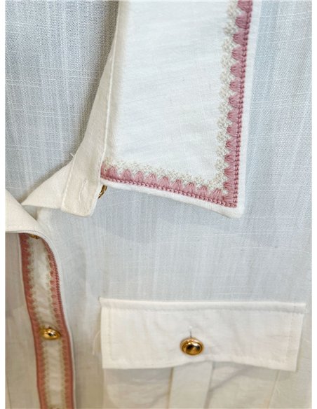 Camisa sin mangas ribete bordado
