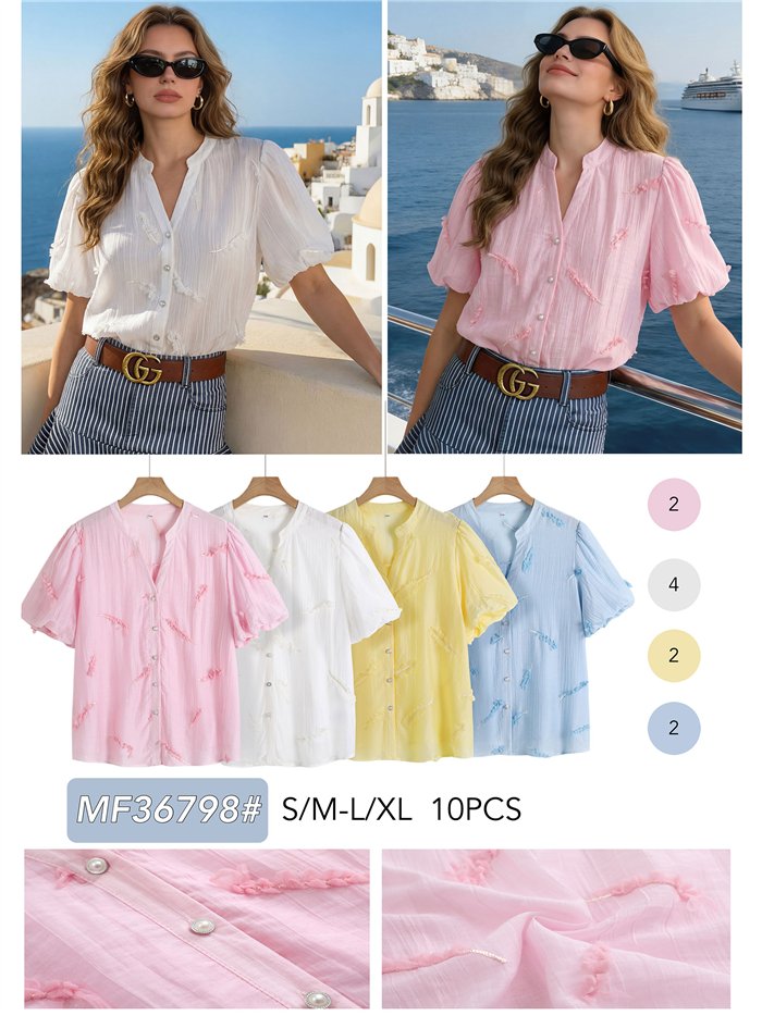 Blusa textura flor aplicada