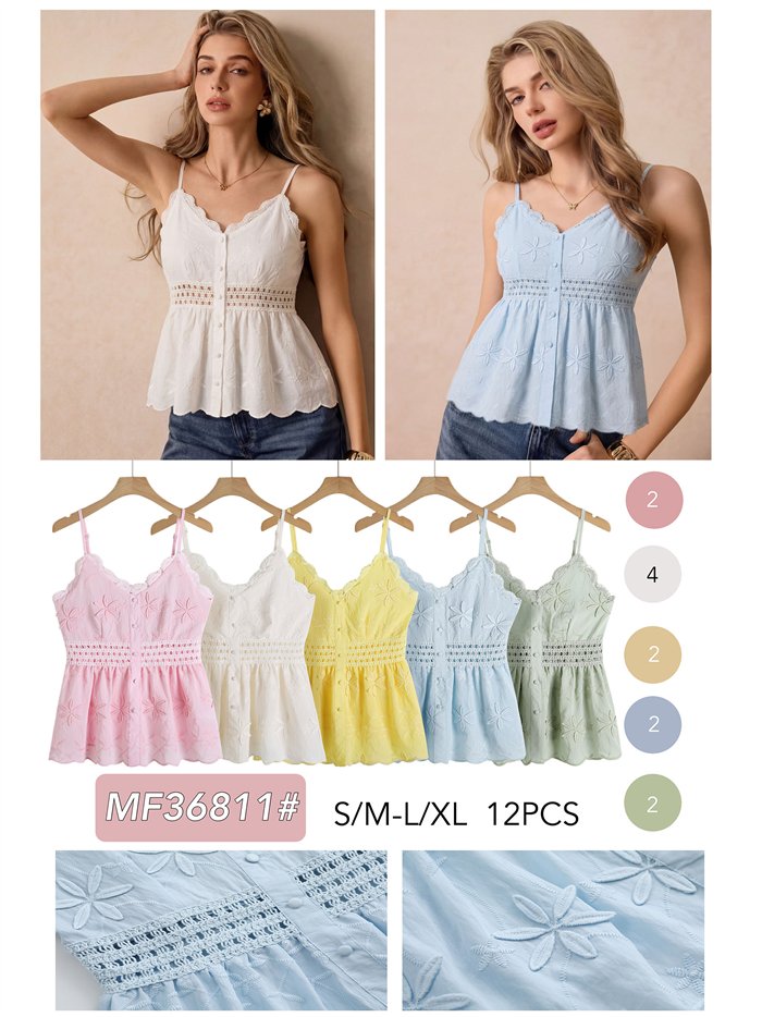 Top lencero bordado peplum con crochet