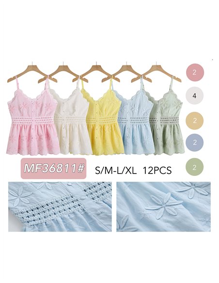 Top lencero bordado peplum con crochet