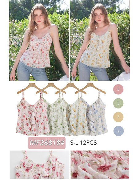 Top floral con volante