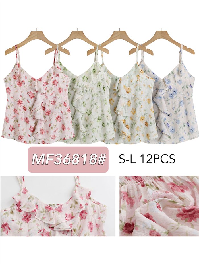 Top floral con volante