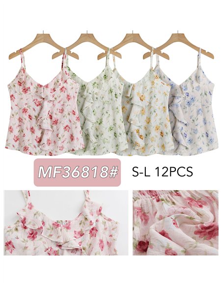 Top floral con volante