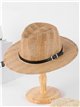 Raffia fedora hat with buckle trim