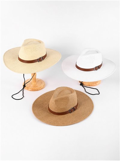 Wide brim raffia sun hat with buckle trim 2