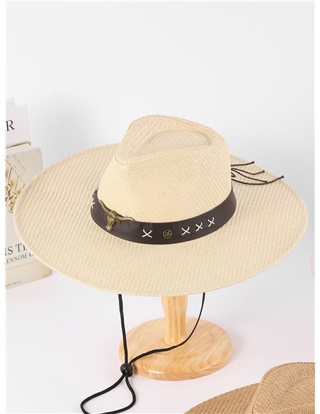 Western raffia sun hat with statement band