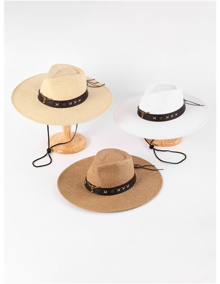 Western raffia sun hat with statement band