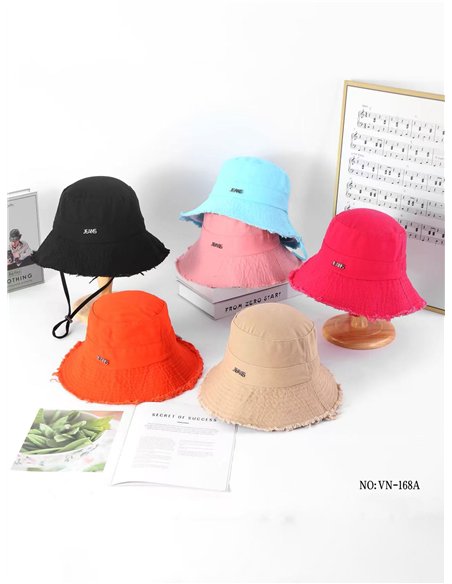 Gorro bucket con borde desflecado
