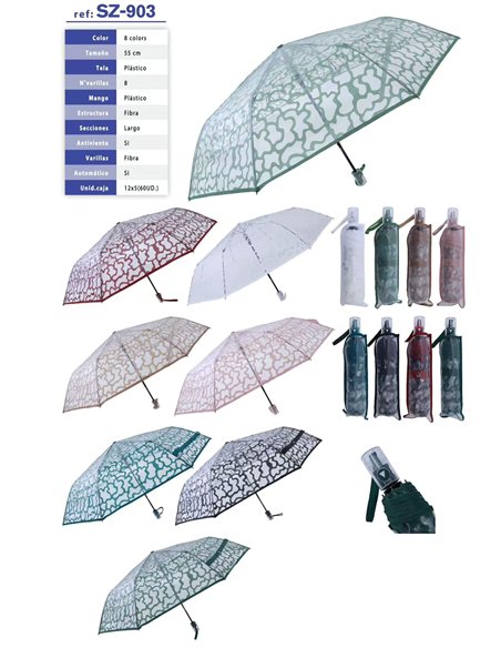 Paraguas plegable automático transparente estampado