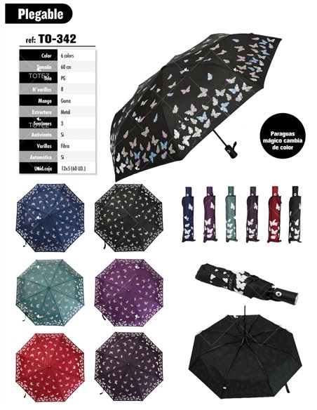 Paraguas plegable automático de mariposas mágicas