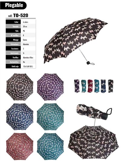 Paraguas plegable estampado perros