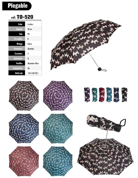 Paraguas plegable estampado perros