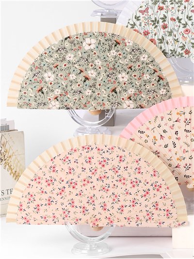 Abanico madera floral liberty