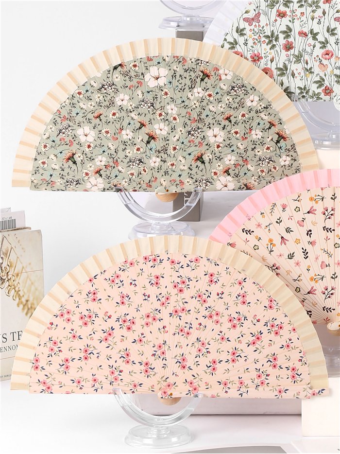Abanico madera floral liberty