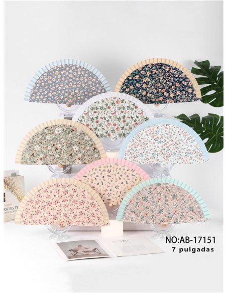 Abanico madera floral liberty