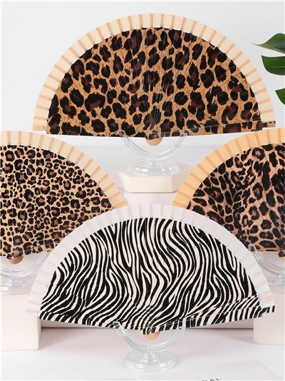 Abanico madera animal print